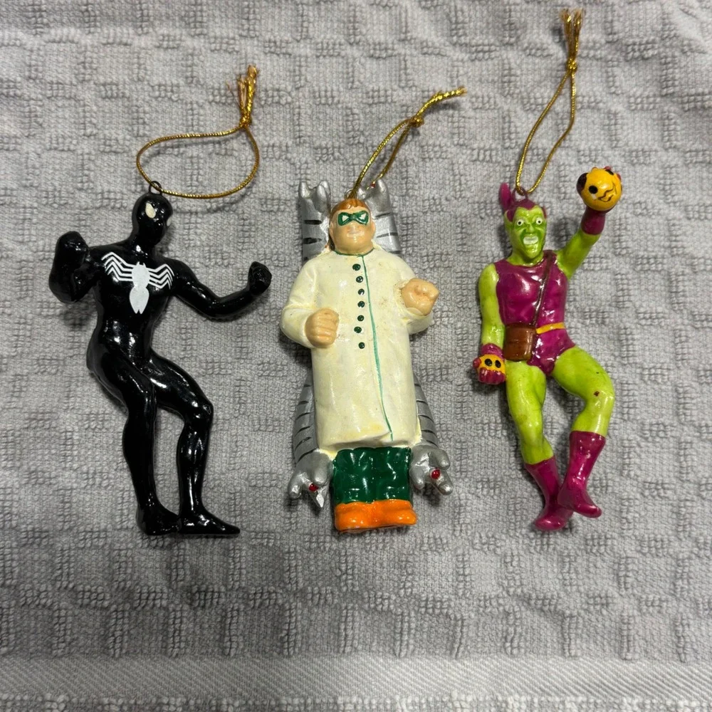 3 Vintage Kurt Adler Marvel Ornaments Spider-Man, Green Goblin,‎ Doctor Octopus
